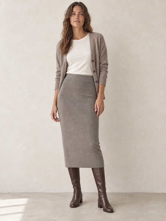 James Perse Dresses & Skirts - James Perse Cotton Stretch Ribbed Knit Midi Skirt Size 3 (L)